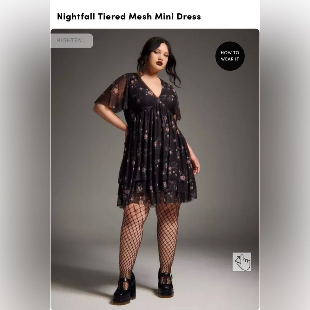 Torrid Nightfall Tiered Mesh Mini Dress in Smitten Kitten. Size 2.